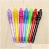 Ficklampor facklampor ficklampor facklor 2022 5st/set mti-funktion osynlig bläck penna uv penllight mini led svart ljus med batterier d dhgit