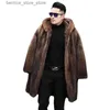 Pele masculina de pele sintética S-6XL roupas masculinas de inverno plus size com capuz longo imitação de pele de vison solto casual pele quente casaco de pele q231212