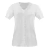 Blusas femininas elegante bordado oco camisa branca para mulher 2023 rendas decote em v camisas de manga curta e blusa confortável macio t plus size 5xl