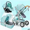 Kinderwagens # High Landscape Kinderwagen 3 in 1 Moeder Roze Reiskinderwagenmand Autostoel en trolley Drop Delivery Baby, Kids Mate Dhemu