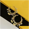 Charme Mulheres Designer Ear Studs Ouro Sier Marca de Luxo Carta Peal Hoop Brincos Estilo Simples Jóias Grande Círculo F Brinco Para Lady P Otuab