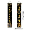 Andra evenemangsfest leveranser lyckligt år 2024 hängande dekoration svart och guldvägg dekorativa kopplingar år kvälls hängande banner för väggdekor 231214