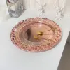 Luksusowe płytki z rozdzielczością różowego złota metalowa taca 25 cm/ 9,8 "okrągłe orzechowe talerze/ słodkie/ ciasto na domową dekorację świąteczną
