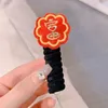 Hair Accessories Bow Year Red Rope Bands Elastic Telephone Cord Ring Ponytail Holder Flower Line Daily