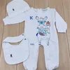 Baby designer new baby onesie pure cotton fashion long-sleeved climbing suit Ha hat bib three-piece set f015