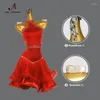 Stage Wear Red Latin Dance Competition Dress Sexy Strapless Skirt For Women Diamond Girl's Ballroom Clothes Line Midi Cha