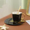 Kopjes Schoteltjes Ster Maan Koffiemok Set Keramiek Hittebestendig Met Lepel Schotel Prachtige Cappuccino Afternoon Tea Cup Drinkware