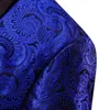 Abiti da uomo Luxury Royal Blue Paisley Blazer di seta Designer Smoking Slim Fit Cappotto Giacca Abito da sposa casual Barry.Wang