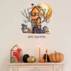 Halloween Cartoon Stijl Oranje Maan en Huis Pompoen Geit Muurstickers voor Vensterglas Woonkamer Festival Stickers Decals