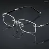 Lunettes de soleil Cadres HDCRAFTER Lunettes sans monture Hommes Femmes Myopie Business Rétro Lunettes Pure Titanium Optique Prescription Cadre sans cadre