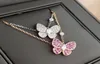 S925 Zilveren Vlinder Hanger Kettingen Eenvoudige Volledige Diamant Zoete Kleine Fee Rose Gouden Luxe Sieraden6362467
