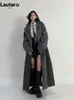 Femmes mélanges Lautaro automne hiver vêtements surdimensionné Long décontracté chaud gris manteau Maxi moelleux laine pardessus 231214