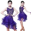 Stage Wear Mulheres Modern Dance Dress Latina Lantejoulas Malha Desempenho Traje Wave Out Hem Elegante e Moda Terno