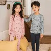 Pijamas de inverno roupas de bebê pijamas conjunto meninas pijamas crianças roupa interior térmica dos desenhos animados pijamas infantis família conjunto 2 4 6 8 9 anos R231214