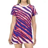 Casual Dresses Colorful Zebra Pattern For Women O Neck Short Sleeve Loose Summer Plus Size 3D Striped Print T Shirt Dress