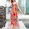 Casual Dresses Sexy Summer Dress Women Real Silk Maxi Boho Beach Evening Party Ladies Strapless Floral Vestido 2090