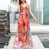 Casual Dresses Sexig Summer Dress Women Real Silk Maxi Boho Beach Evening Party Ladies Axless Floral Vestido 2090