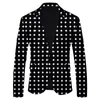 남자 양복 2023 줄무늬 수컷 블레이저 폴카 도트 표범 프린트 캐주얼 영국 패션 슬림 핏 자켓 슈트 코트 스트리트웨어