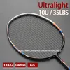 Badminton String 100 Tam Karbon Fiber Strung Raketleri 10U Gerginlik 22 35lbs 13kg Eğitim Raket Hız Sporları Yetişkinler için Çantalarla 231214