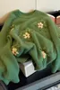 Womens Sweaters Sweater Vintage Green Parachute Winter Lazy Wind Soft Flower Embroidered Round Neck Knitted Jacket Top Y2k Lagot 231213
