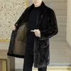 Mäns päls faux högkvalitativ mode stilig dubbelsidig slitage en tjock vinterdräkt krage trench coat guld mink toppknapp 231214