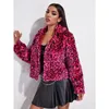 FURE FUR FUA FUAX FUR luksus Faux Fur Płot Lopard Druk Zimowa kurtka Odrzuć kołnierz Slim Women's Owezyjna odzież Casaco feminino ropa Invierno Mjer 231213