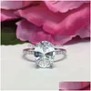 Pierścień Solitaire damskie pierścionki ślubne moda Sier Clear Engagement dla kobiet Symised Diamond Ring Biżuteria Biżuteria Pierścień biżuterii DH0GQ