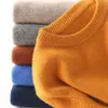 Herrtröjor Cashmere Cotton Blend Pullover Men tröja Autumn Winter Classic Solid Color Jersey Hombre Pull Homme Man Knittad 231213