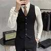 Men S Tracksuits Jacket Vest Pants High End Brand Boutique Fashion Solid Color Mens Casual Business Suit 3del Set Bruom Wedding Dress 231214