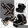 Barnvagnar# baby barnvagn mtifunktionell 3 i 1 högt landskap vikbar vagn guld nyfödda droppleverans barn moderskap dhhon q240429