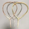 Designer coleção estilo jantar festa gargantilha neckhole colar configurações cheia de diamante banhado a ouro cor cobra serpente cobra como wi242v