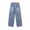 Jeans voor heren 2023 Amerikaans retro design gevoel voor high street gescheurd modemerk Luftier gevoel wijde pijpen rechte broek