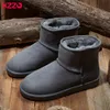 Boots KZZO Size 37-48 Australia Classic Real Sheepskin Suede Leather Men Sheep Wool Fur Lined Winter Short Ankle Snow Boots Grey Shoes 231213