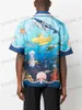 Mäns avslappnade skjortor 2023SS Marine Life World Casablanca Silk Shirt Hip-Hop Streetwear Men Women 1 1 Bästa kvalitet Kort ärm Hawaii Beach Shirts T231214