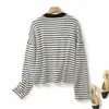 Women's Knits 2023 Fashion Exquisite Button Loose Stripe Knit Cardigan Sweater Retro Long-sleeved V-neck Coat Chic Top