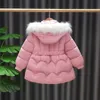 Куртки Осенне-зимняя куртка для маленьких девочек, рождественское сладкое пальто принцессы для девочек, модная детская верхняя одежда с капюшоном, одежда, подарок на день рождения 231213