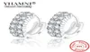 Yhamni Original 925 Solid Silver Hypoallergenic Stud örhängen Luxury Double Row Zircon Earring for Women Girl Fashion Jewelry E1886040010