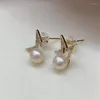 Stud Earrings AB902 Lefei Fashion Diamond-set Luxury Strong Luster 6-8mm Akoya Round Pearl Star For Women S925 Silver Wedding Jewelry