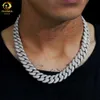 벌크 크기 20mm 헤비 체인 S925 스털링 실버 힙합 아이스 아웃 VVS Moissanite Diamond Cuban Link Chain Moissanite