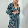 Kadın Mayo Bohemian Çiçek Tığ Örgüsü Uzun Cüppeler Etnik Stil Kapaklar Hırgalar Kol Açık Ön Sweater Çıkış