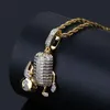 Ny Hip Hop Iced Out Cartoon Microphone Villain Necklace Full Zircon Bling Shine Mens Jewelry Gift319L