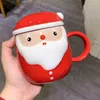 Canecas Natal Papai Noel Cerâmica Caneca Kawaii Leite Copo Estudante Presente Bonito Café Dos Desenhos Animados Escritório