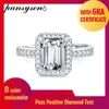 حلقات الفرقة Pansysen Top Grade D Color 100 925 Sterling Silver Emerald Cut 1CT 2CT REAL RING WOMEN