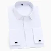 Chemises robes masculines Cuffes françaises classiques chemises solides Plaquette couverte Business Formal Standardfit Bureau à manches longues White 231213