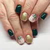 Falska naglar 24st kort runda franska blommor falskt fullt omslag av löstagbara nagelips Tryck på faux naglar