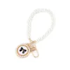 Creative pearl bow key chain men women exquisite lovely bag pendant beautiful party gift pink car key chain