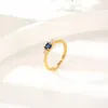 Bagues de cluster en acier inoxydable minimaliste pierre bleue bague de mariage femmes cristal mode bijoux cadeau taille 6-9