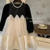 Abiti da ragazza Moda Autunno Neonate Nero Bianco Patchwork Tutu Gonne Paillettes Deocrated Maniche lunghe Una linea Principessa 231213