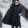 Men's Fur Faux Fur Faux Fur Coat Loose OverCoat Thick Warm Men Plush Coats Fox Hair Inner Liner Detachable Collar Long Fur Parkas Fur Jacket 231213