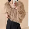 Pulls pour femmes Imitation vison velours col en V couleur unie doux gluant pull pour femmes en Corée du Sud Dongdaemun automne et hiver court pull tricoté veste Tr